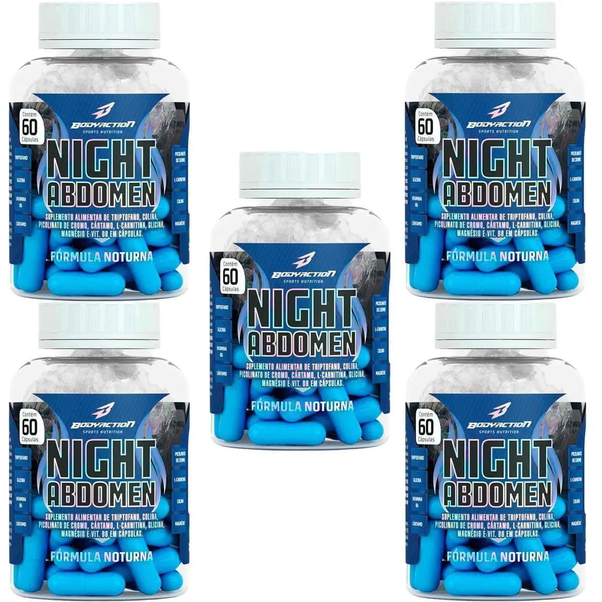 Kit 5X Night Abdomen - 60 Cápsulas -  Bodyaction