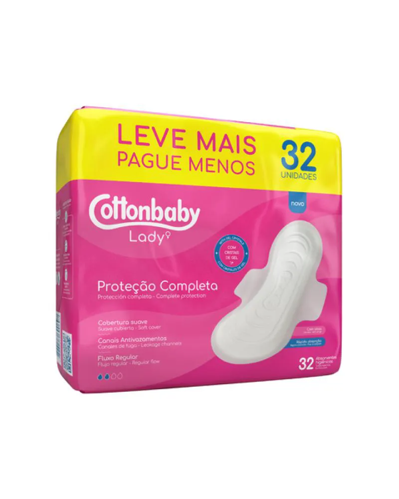 Absorvente Higiênico com Abas Lady C/32 Unidades Cottonbaby