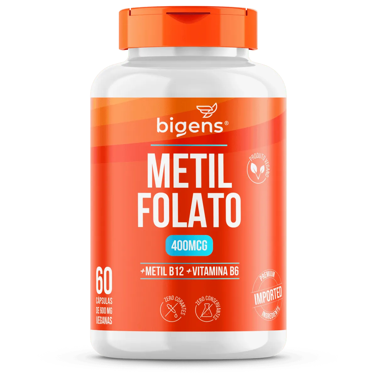 Metil Folato 400mcg (Metilfolato Ativo) Vitamina B9 – 60 Cápsulas Bigens
