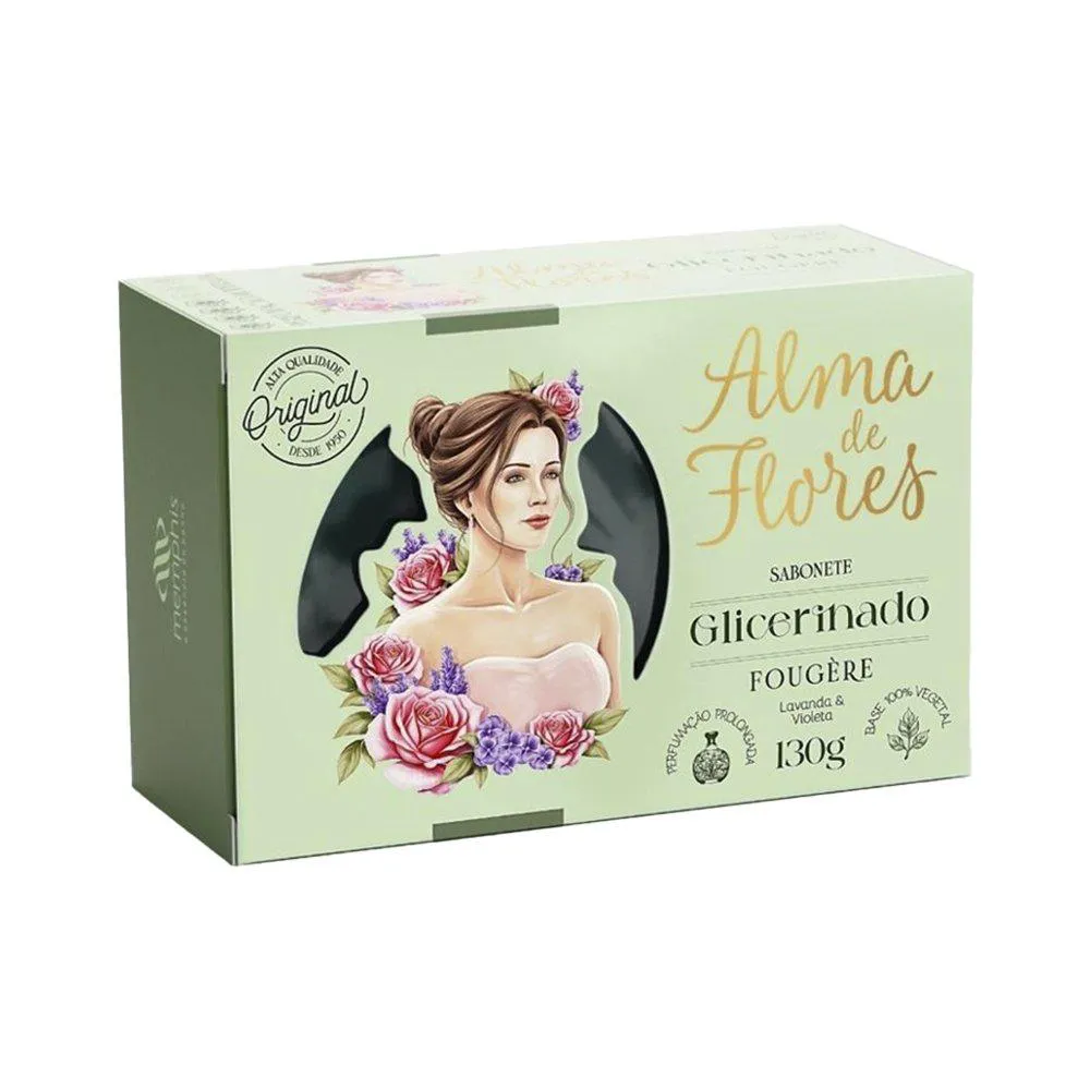 Sabonete Alma de Flores Glicerinado Fougere 130G - Embalagem com 12 Unidades