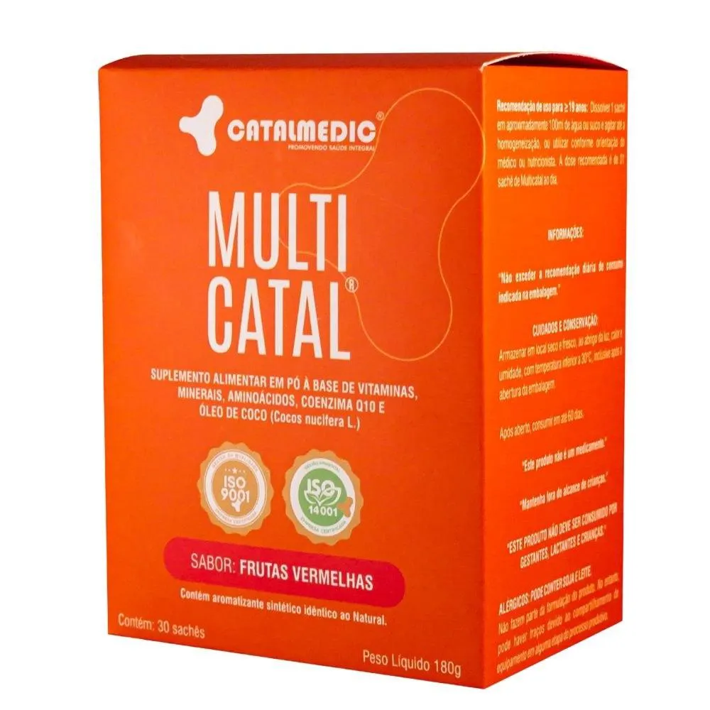 Multicatal  Suplemento Alimentar em Pó a Base de Vitaminas, Minerais, Aminoácidos, Coenzima Q-10 e Óleo de Coco (Cocos Nucífera L.).