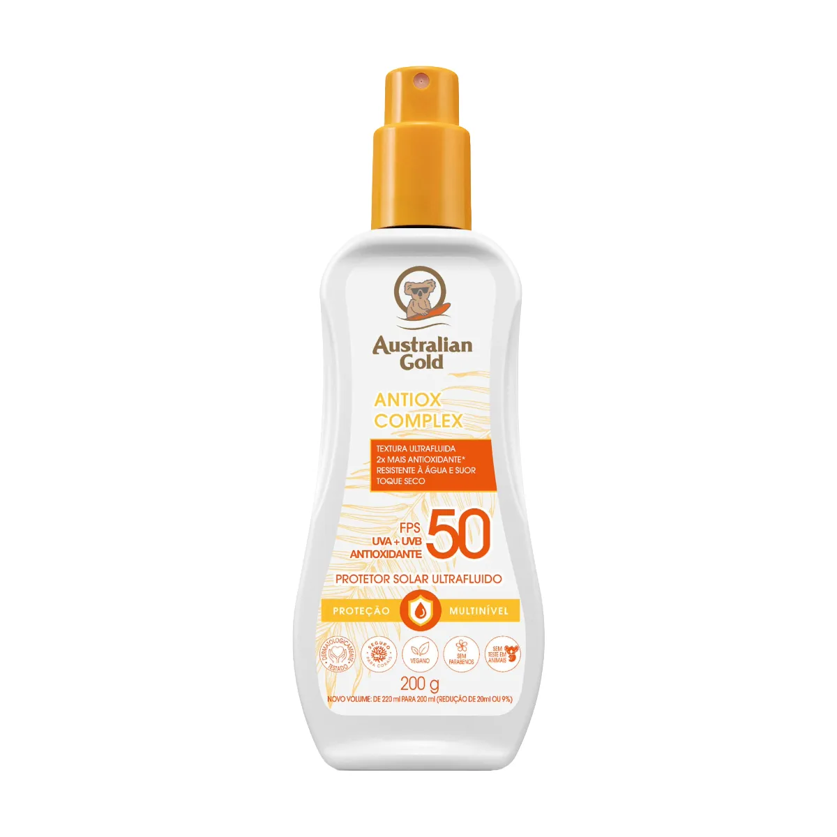 Protetor Solar Corporal Ultrafluido Australian Gold Antiox Complex FPS 50 200ml
