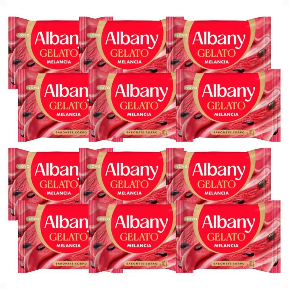 Kit Albany Sabonete Corporal em Barra Gelato Melancia 80G com 12