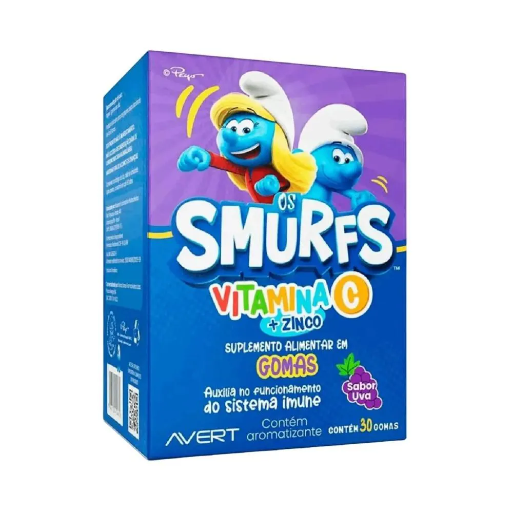 Vitamina C + Zinco Smurfs Sabor Uva 30 Gomas