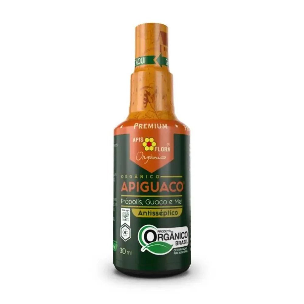 Apiguaco Orgânico Antisséptico  Spray Apis Flora Própolis Guaco e Mel 30Ml