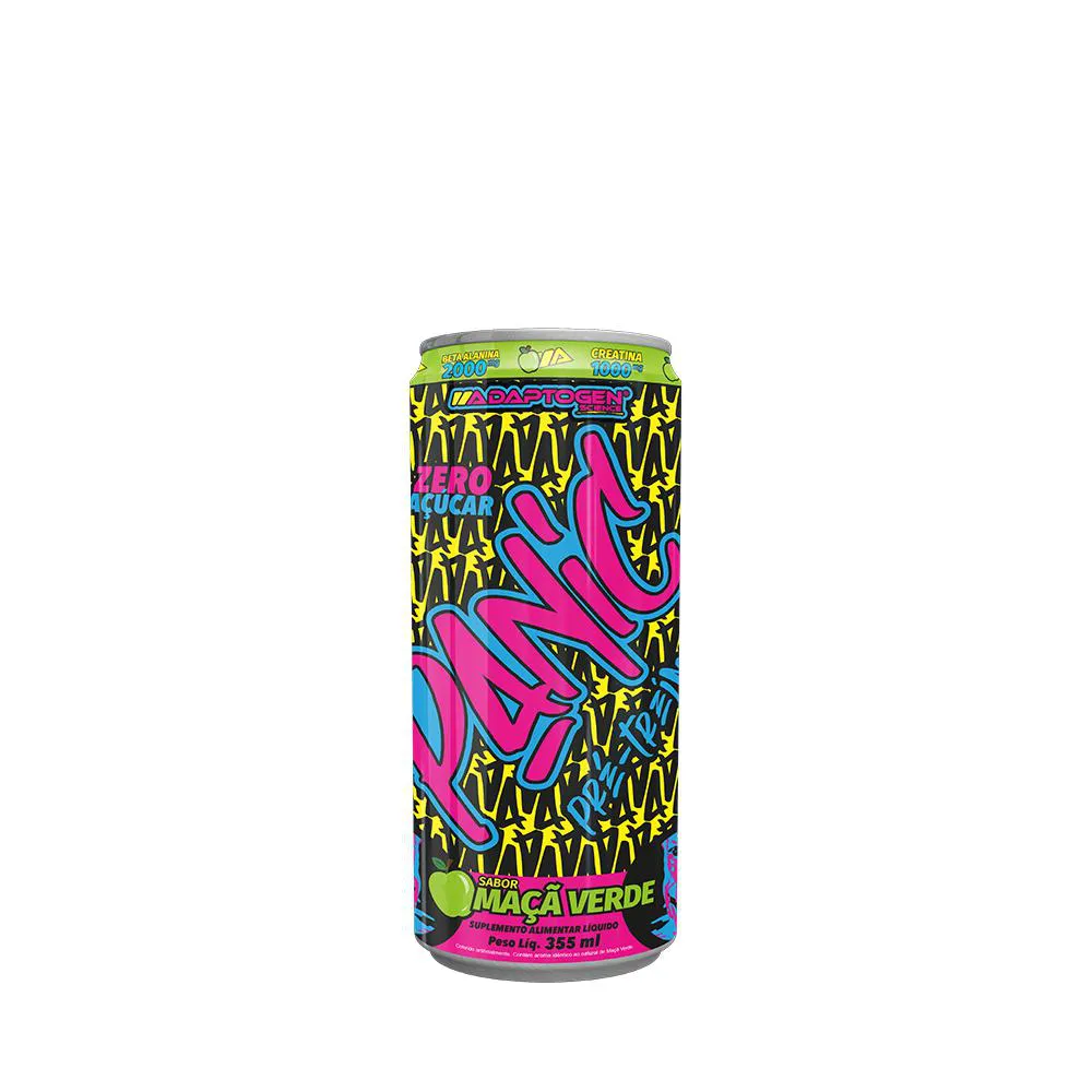 Pré-Treino Panic Energy Drink Adaptogen 355Ml Maçã Verde