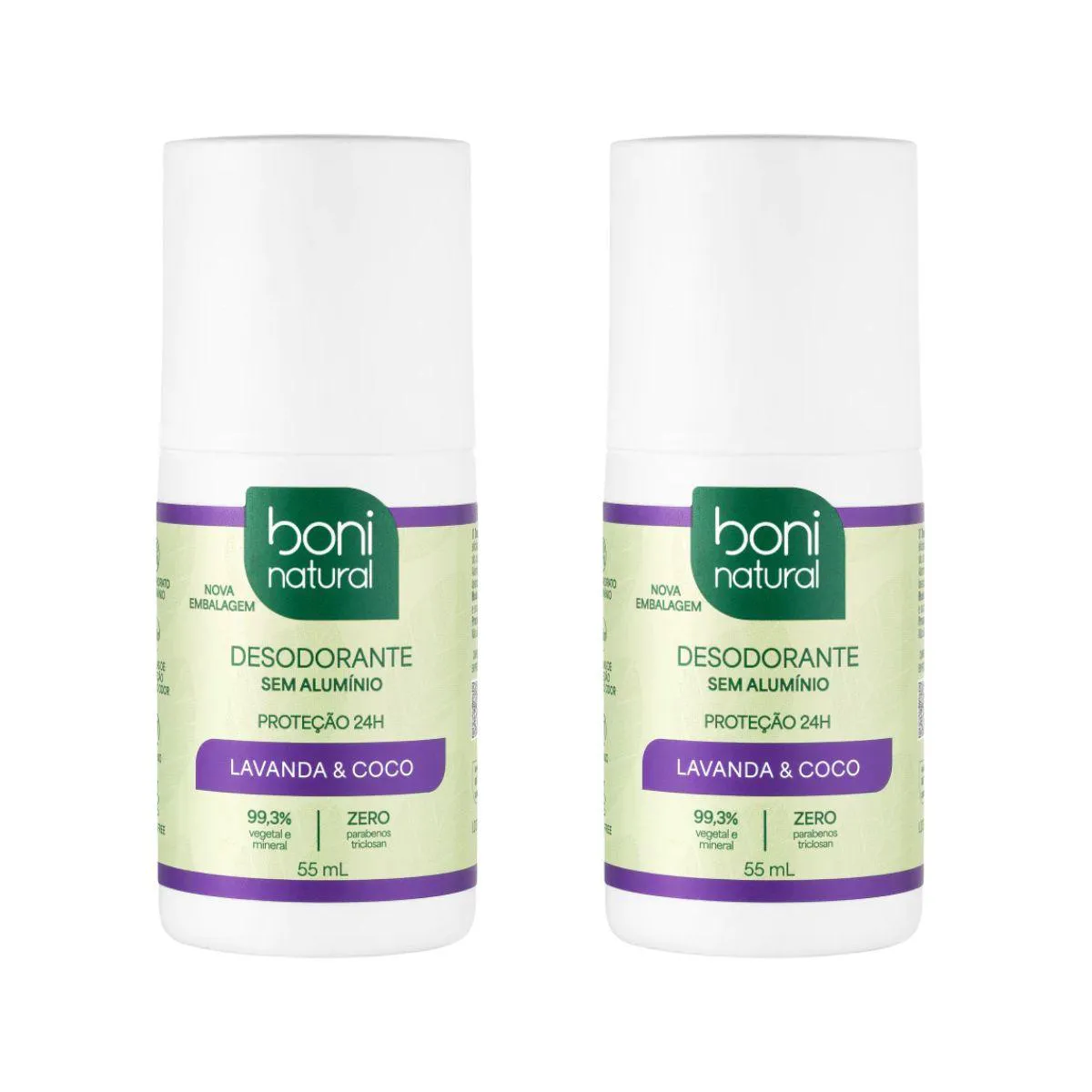 Kit 2 Desodorante Roll-On Boni Natural Coco e Lavanda 55Ml