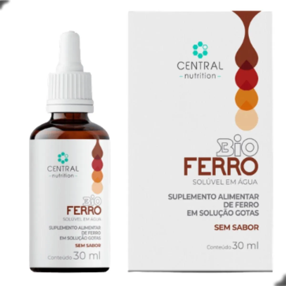 Bio Ferro Biscglicinato Soluvel em Agua 30ml Central Nutrition sem Sabor