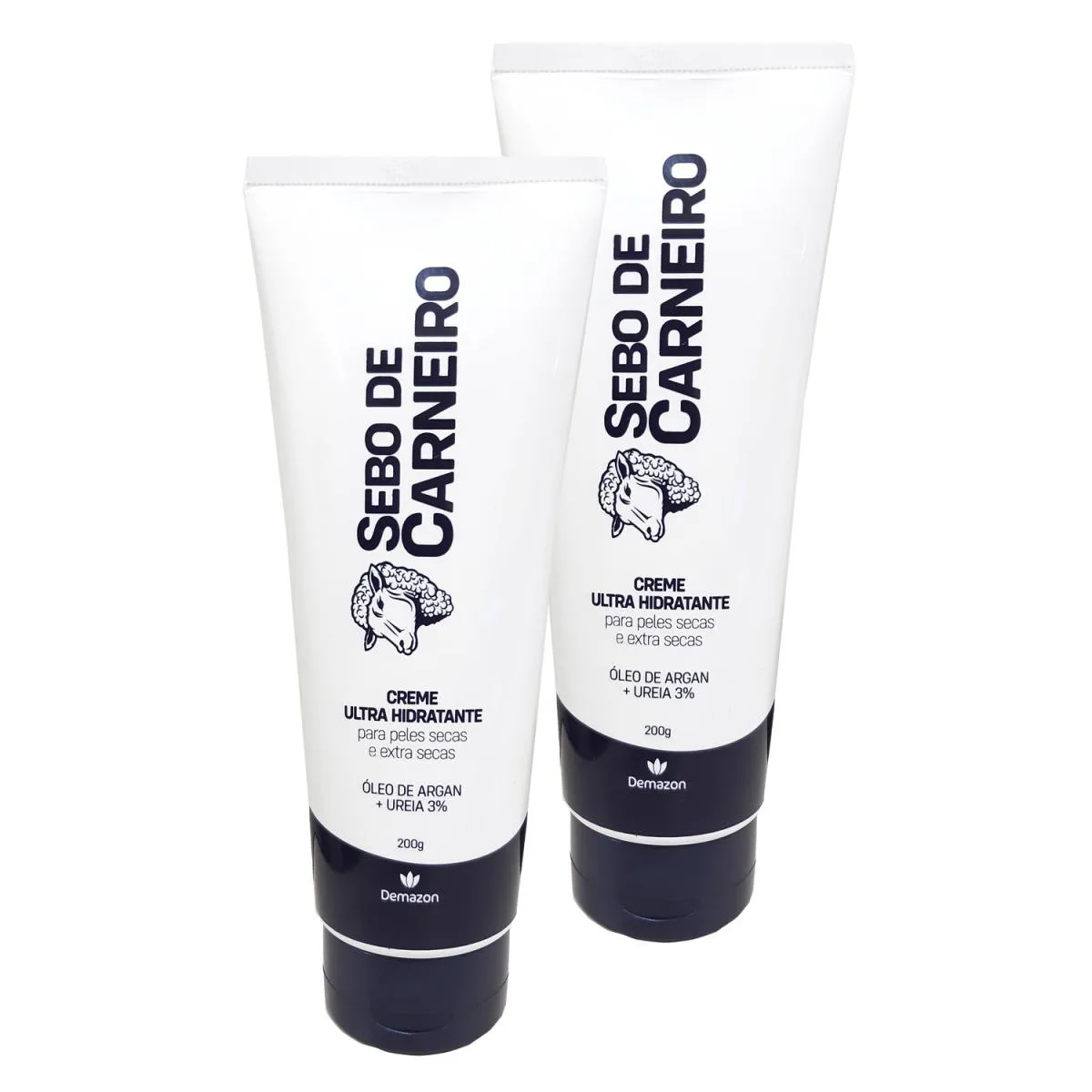 Kit 2un Creme Ultra Hidratante Sebo de Carneiro Uréia 3% Bisnaga Argan