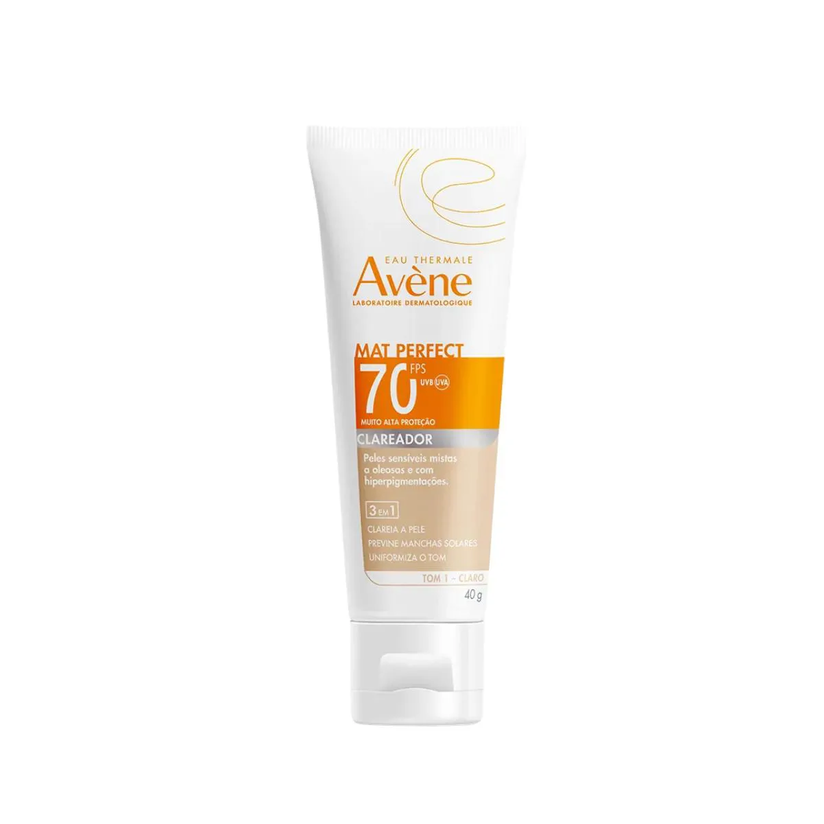 Protetor Solar Facial Avène Mat Perfect sem Cor Clara Fps70 40g