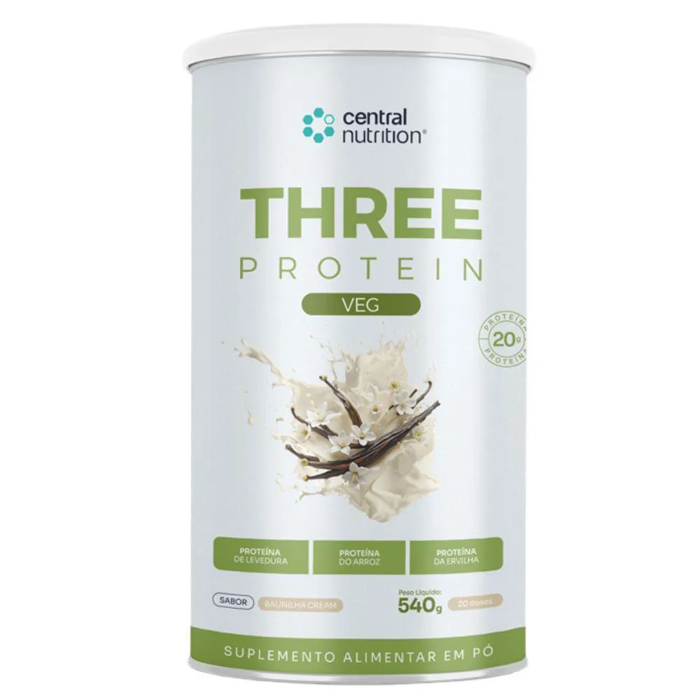 Suplemento Whey Protein Vegano Three Protein Vegan 540g - Central Nutrition Baunilha Cream