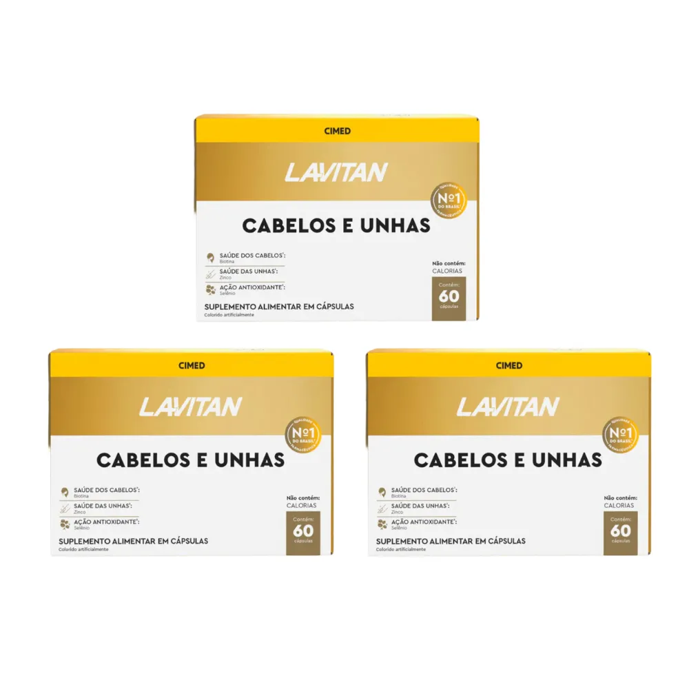 Kit 3 Lavitan Cabelos e Unhas com 60 Cáps - Cimed