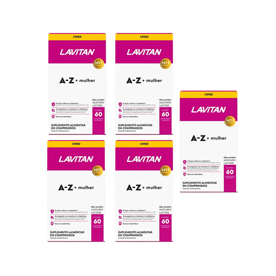 Kit 5 Lavitan A-Z Mulher Suplemento 60 Cápsulas - Cimed