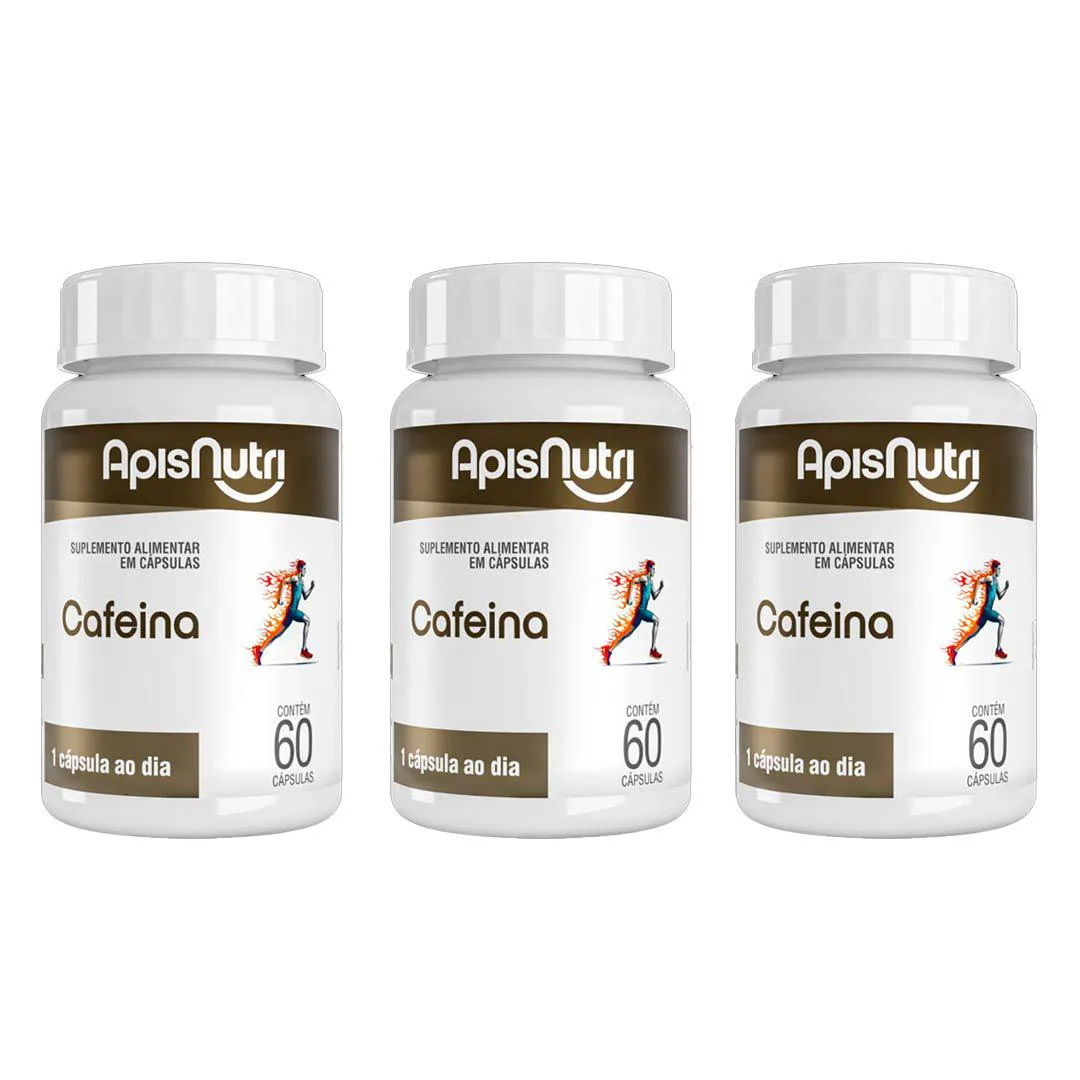 Kit 3 Suplemento Alimentar Cafeina 60 Cápsulas - Apisnutri