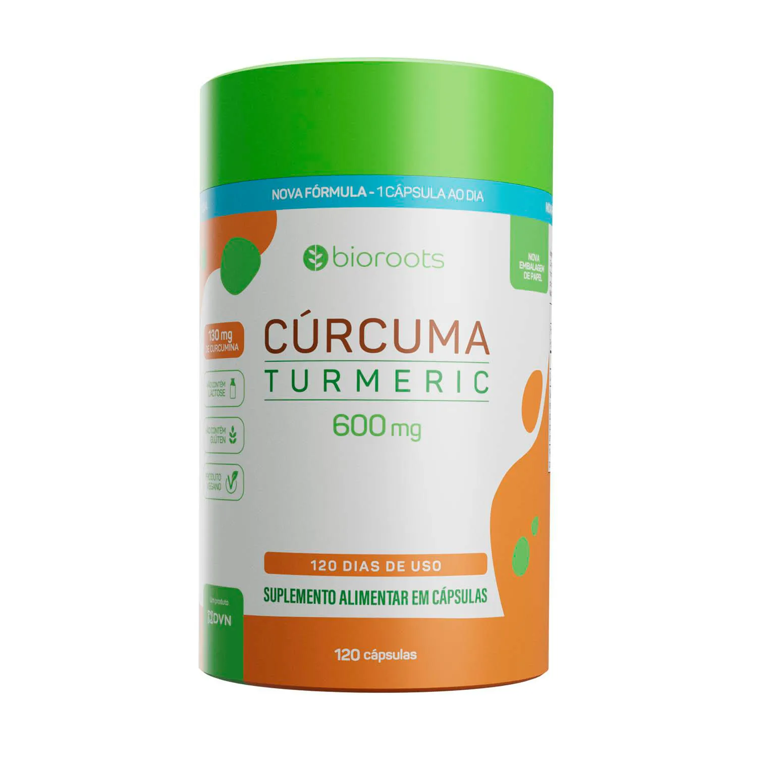 Cúrcuma Turmeric 600mg com 120 unidades - Bioroots