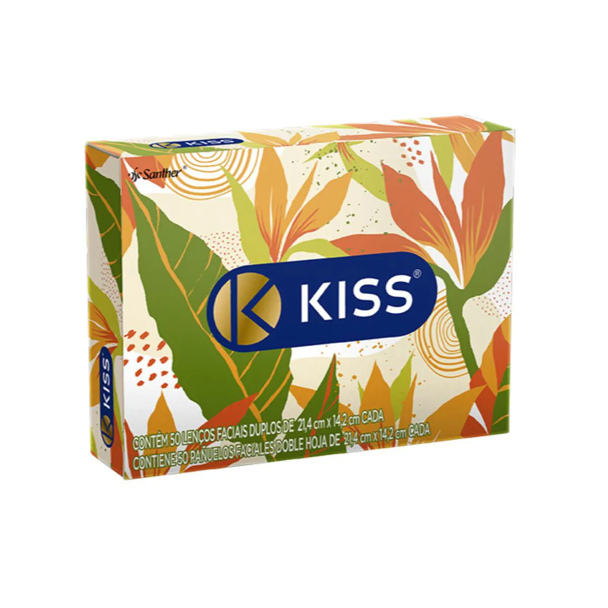 Lenço de Papel Facial Kiss Folha Dupla com 50 Unidades