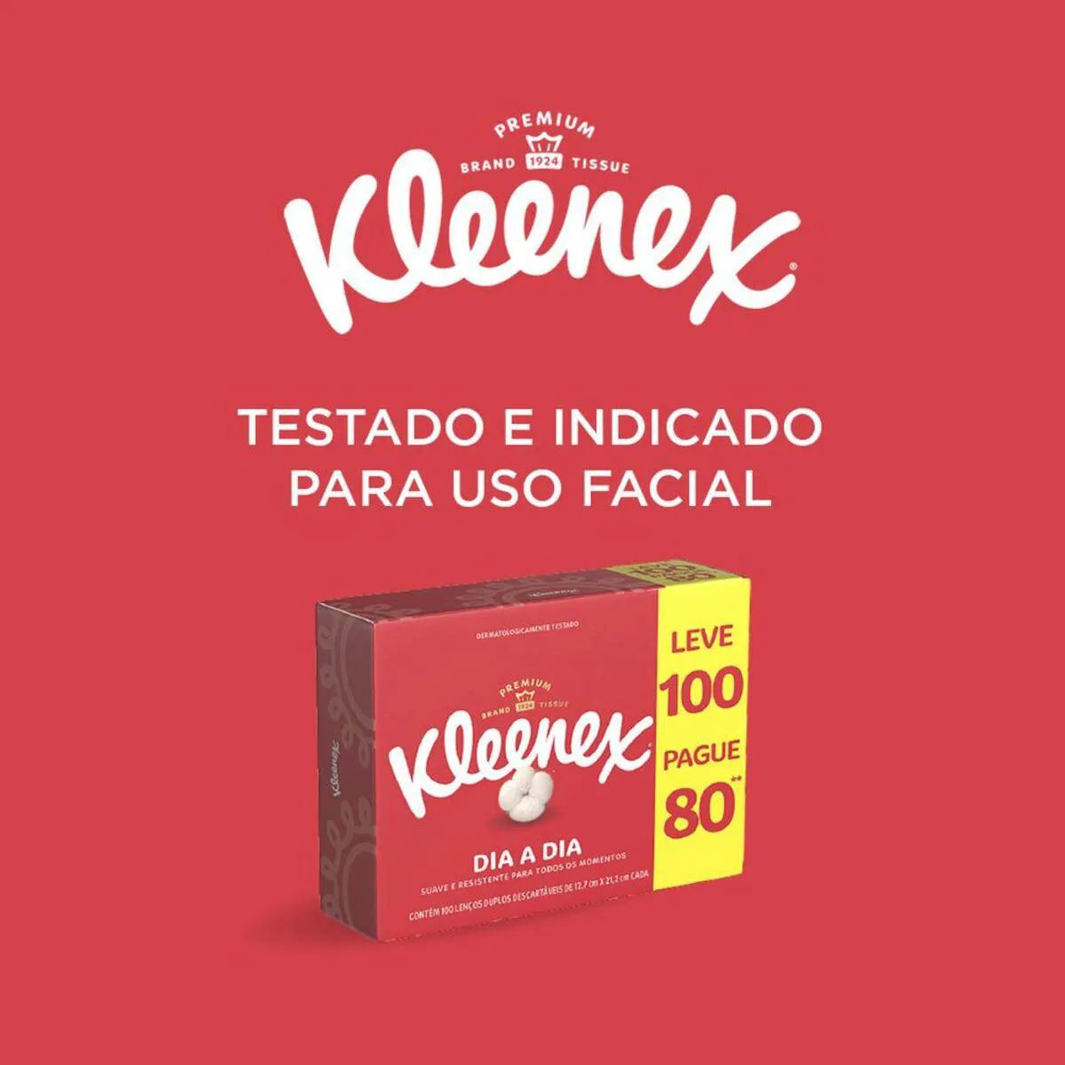 Lenço de Papel Kleenex com 100 Unidades