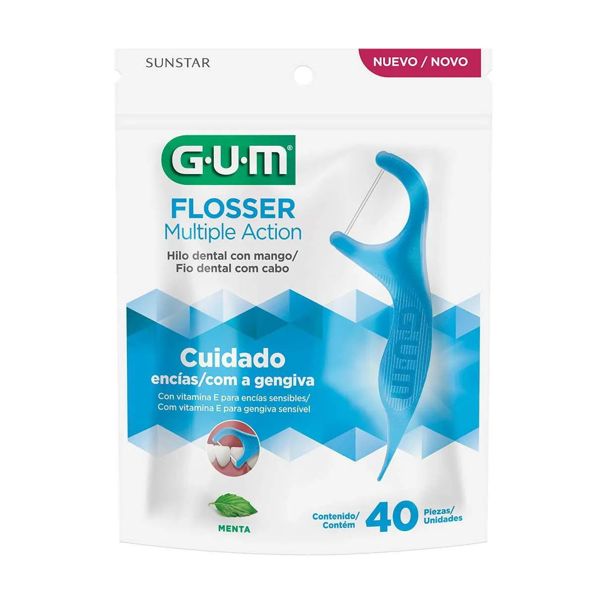 Fio Dental com Cabo G.U.M Flosser Multiple Action com 40 unidades
