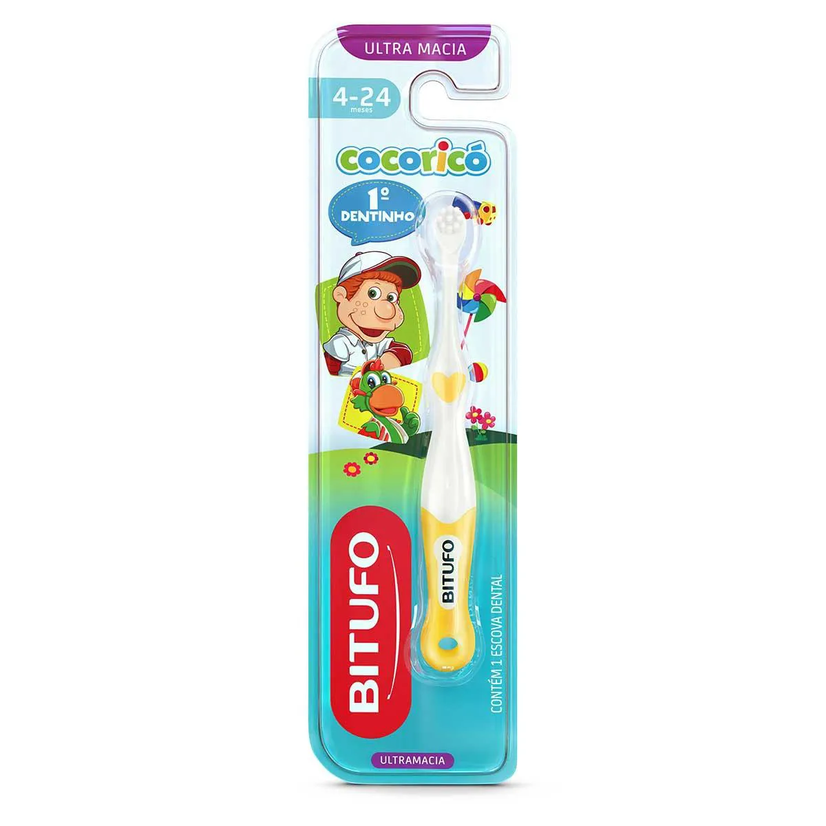 Escova de Dente Bitufo Cocoricó 1º Dentinho Ultramacia com 1 unidade
