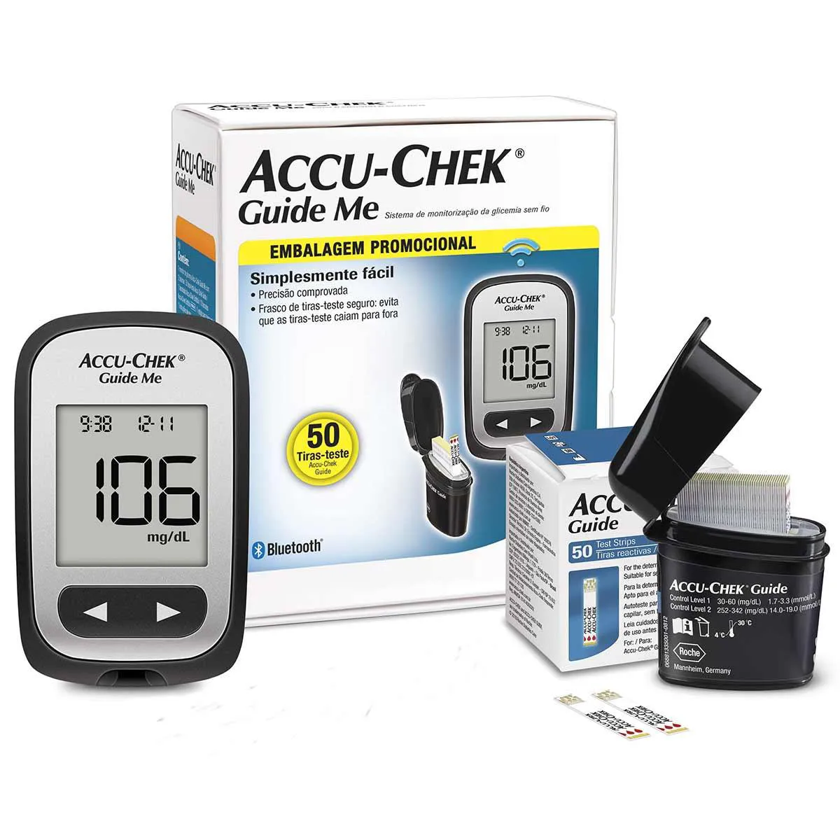 Medidor de Glicose Accu-Chek Guide Me 50 tiras