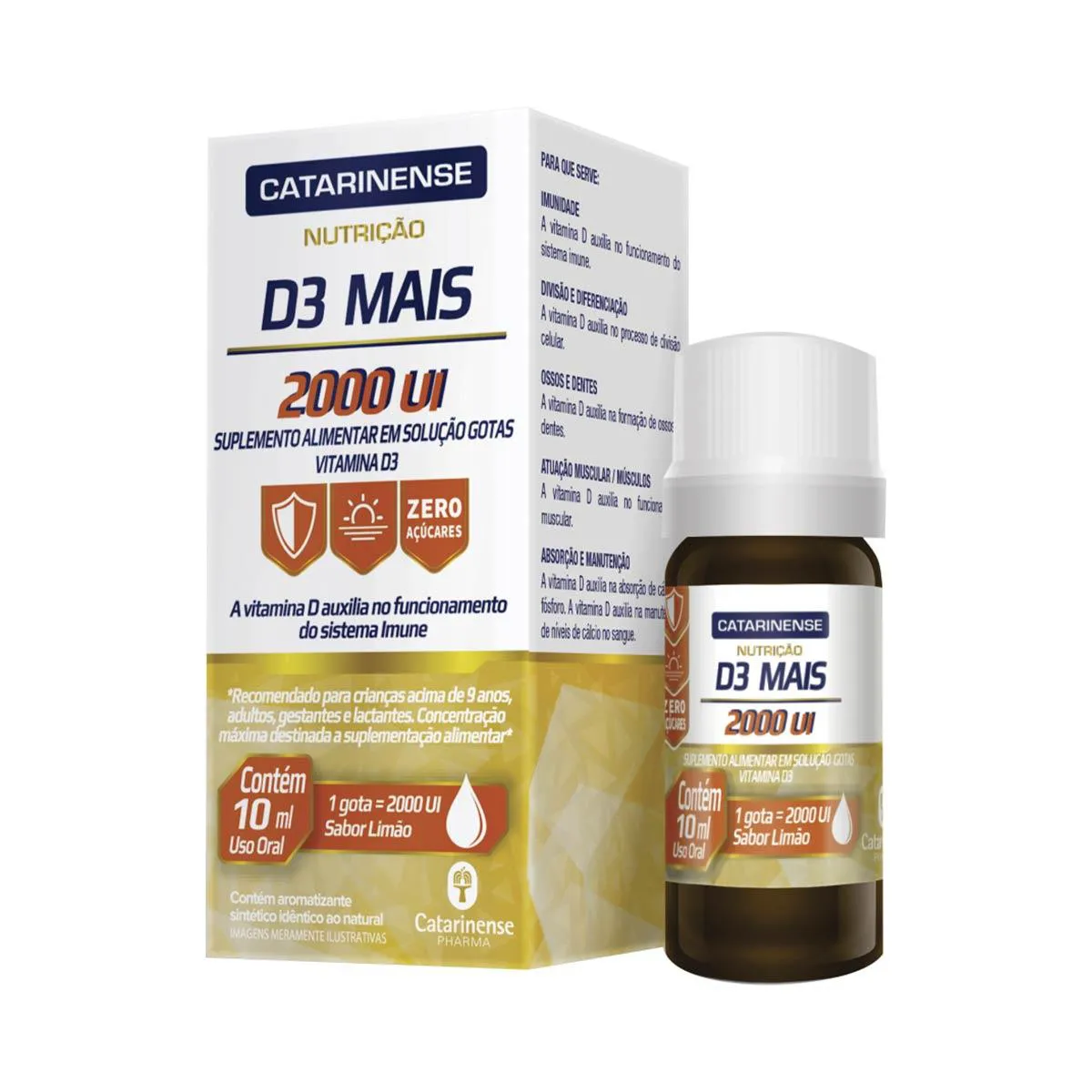 Vitamina D 2000UI D3 Mais Limão Gotas 10ml