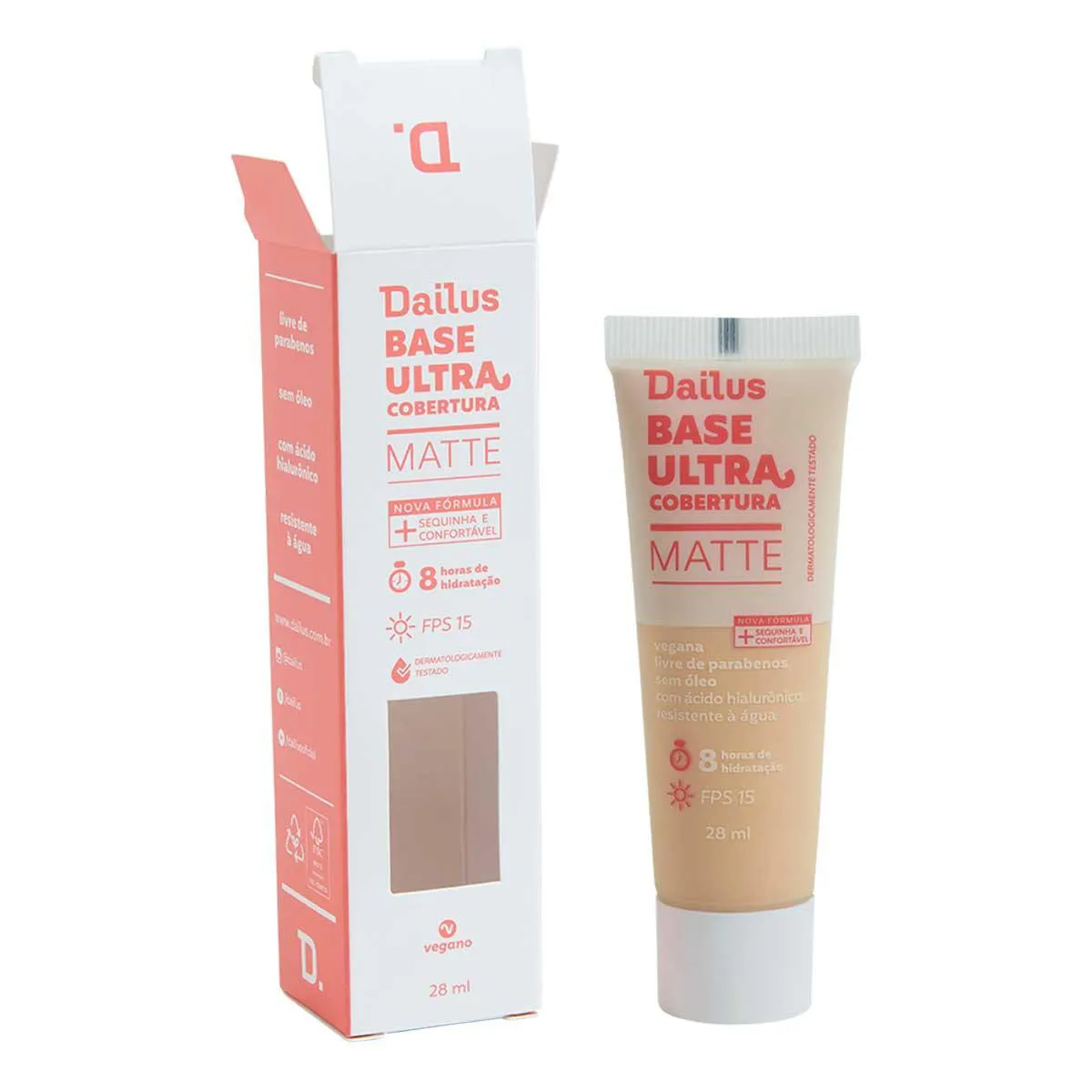 Base Líquida Dailus Ultra Cobertura Matte 28ml - D2 Claro