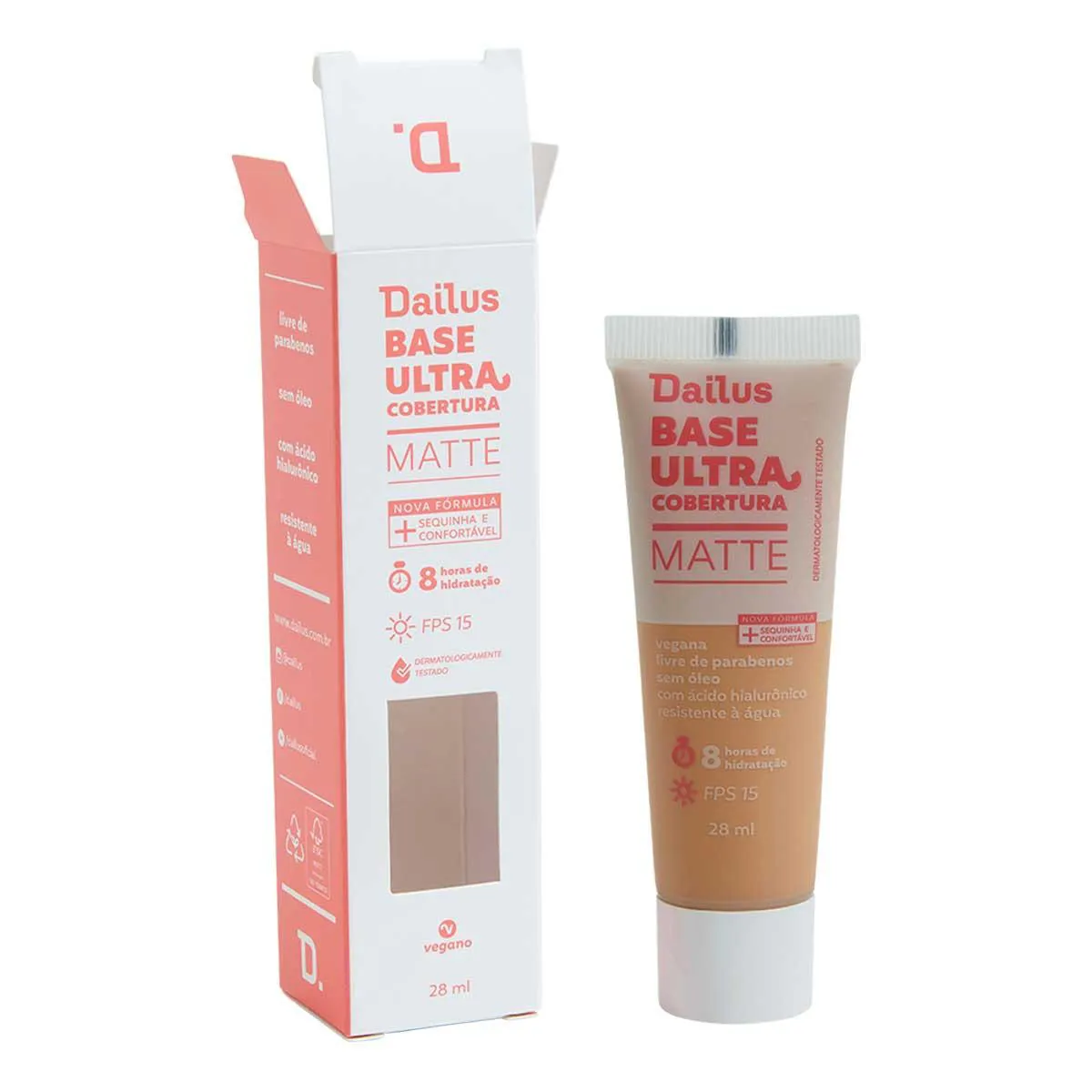 Base Líquida Dailus Ultra Cobertura Matte 28ml - D6 Médio