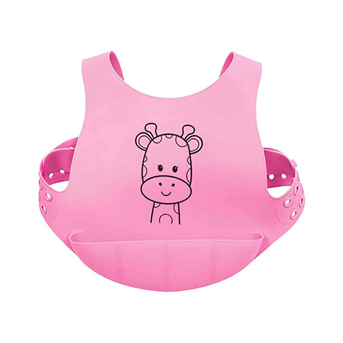 Babador de Silicone com Cinto e Pega Migalhas Buba Rosa Girafinha 1 unidade