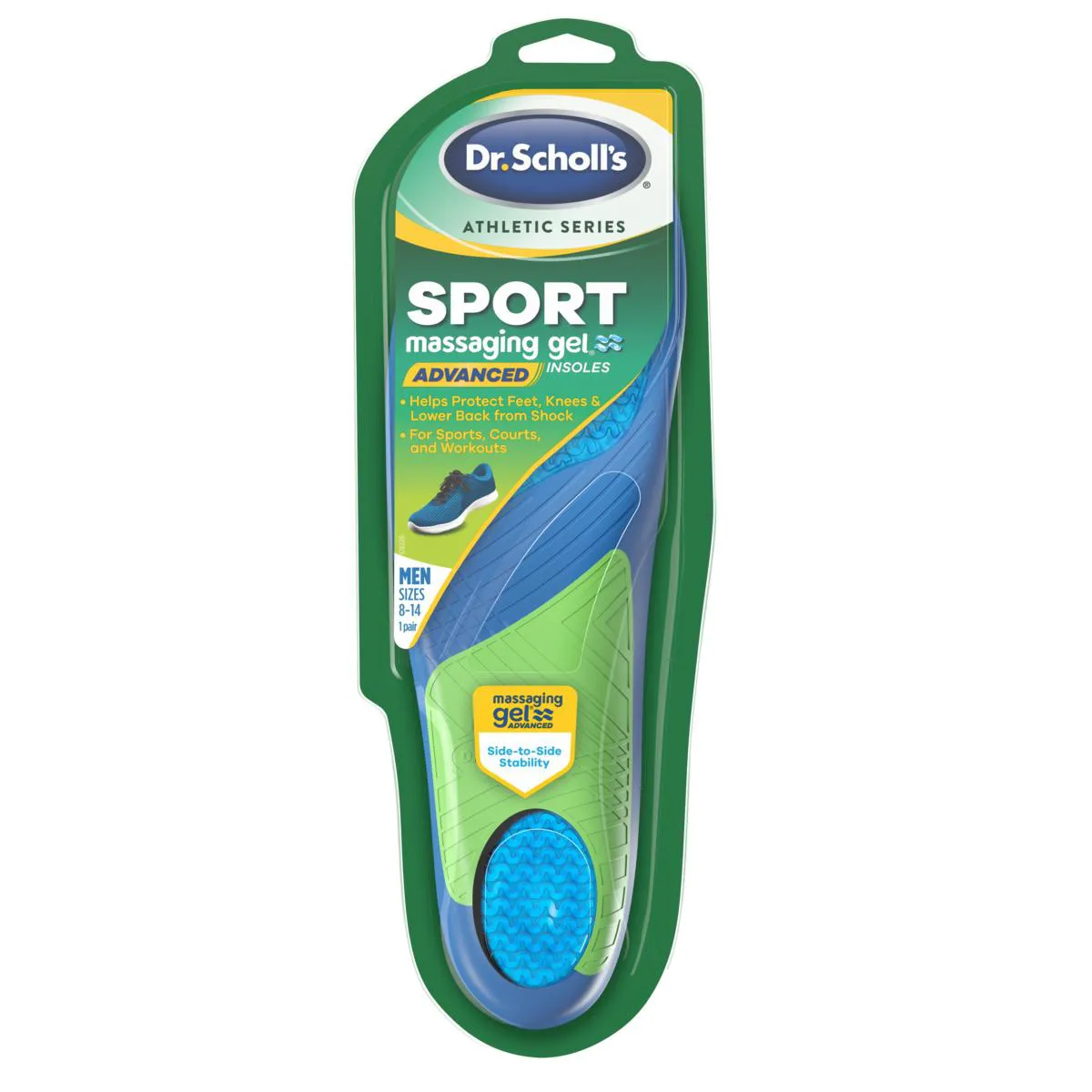 Palmilha de gel Dr. Scholls Athletic Series Sport Men Azul Transparente 1 par