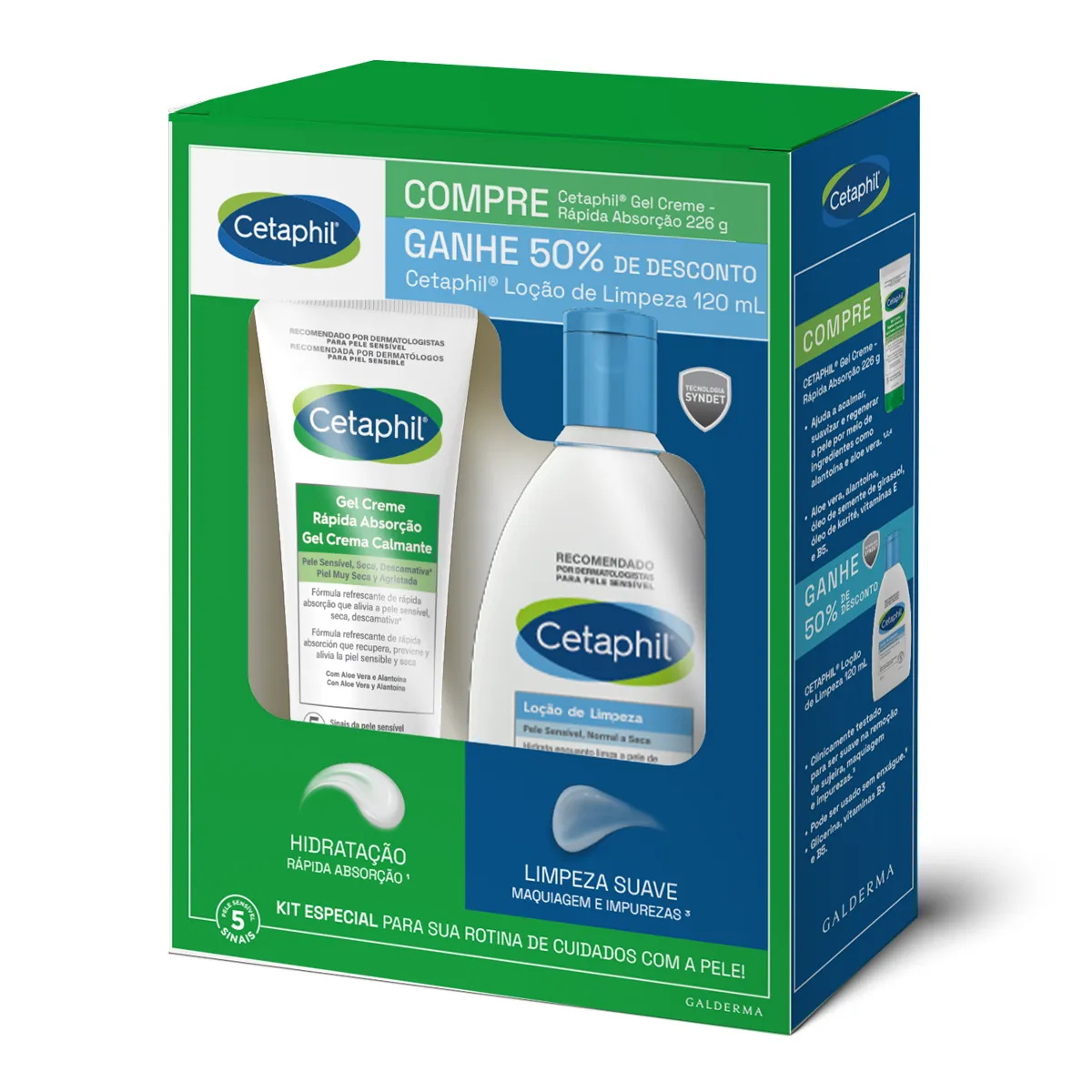 Kit Cetaphil Gel Creme Rápida Absorção 226g + Loção de Limpeza 120ml