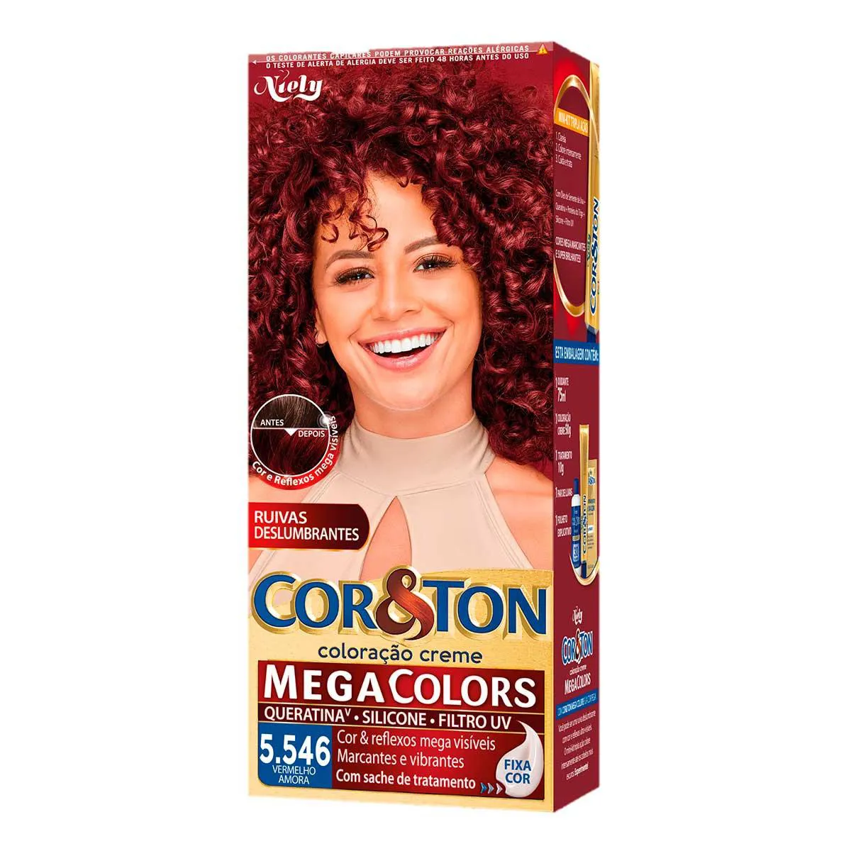 Tinta de Cabelo Permanente Cor&Ton Niely - 5.546 Vermelho Amora