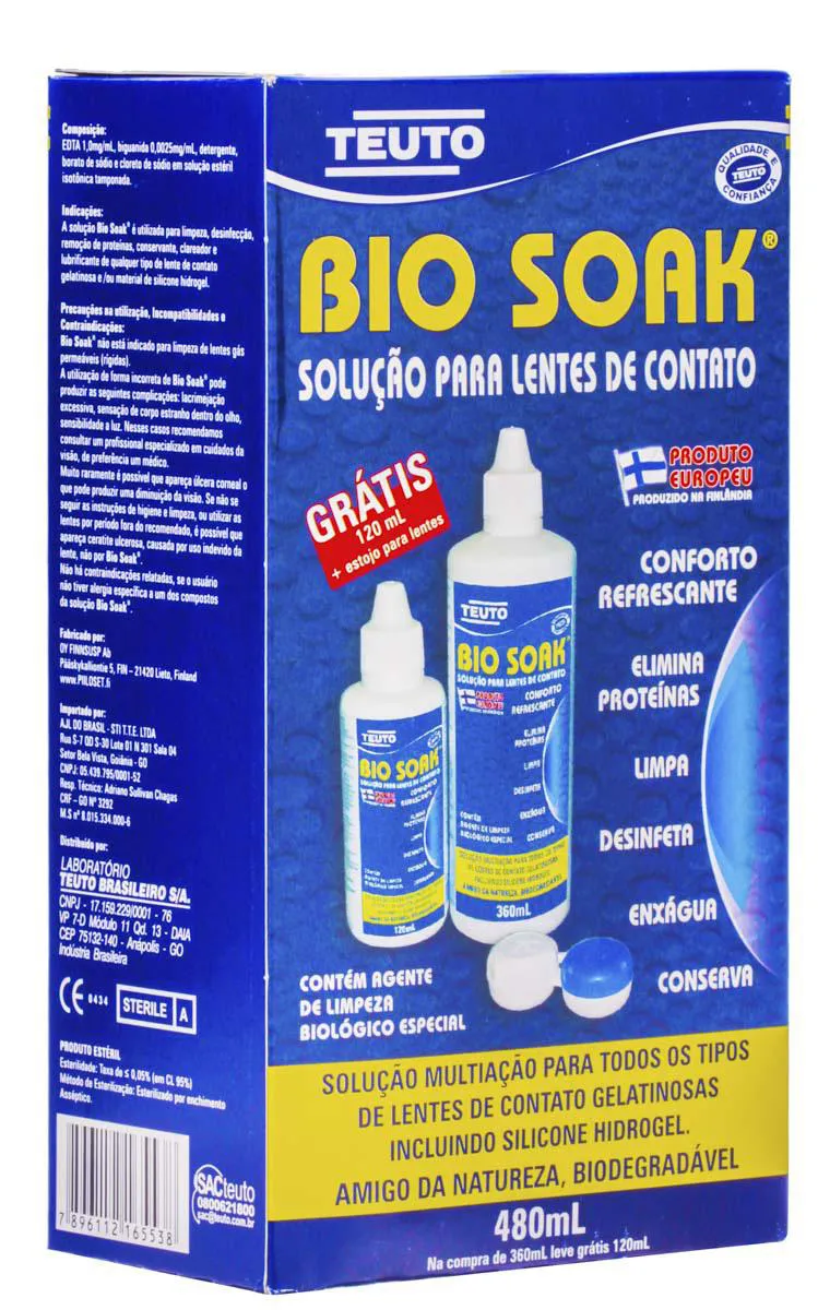 Kit Bio Soak Solução para Lentes de Contato com 480ml e 1 estojo grátis