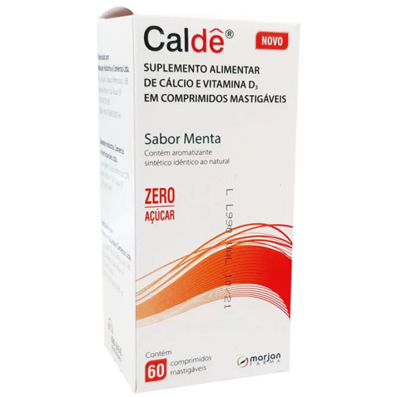 Suplemento Alimentar de Cálcio E Vitamnina D Caldê Sabor Menta Mastigáveis 60 comprimidos