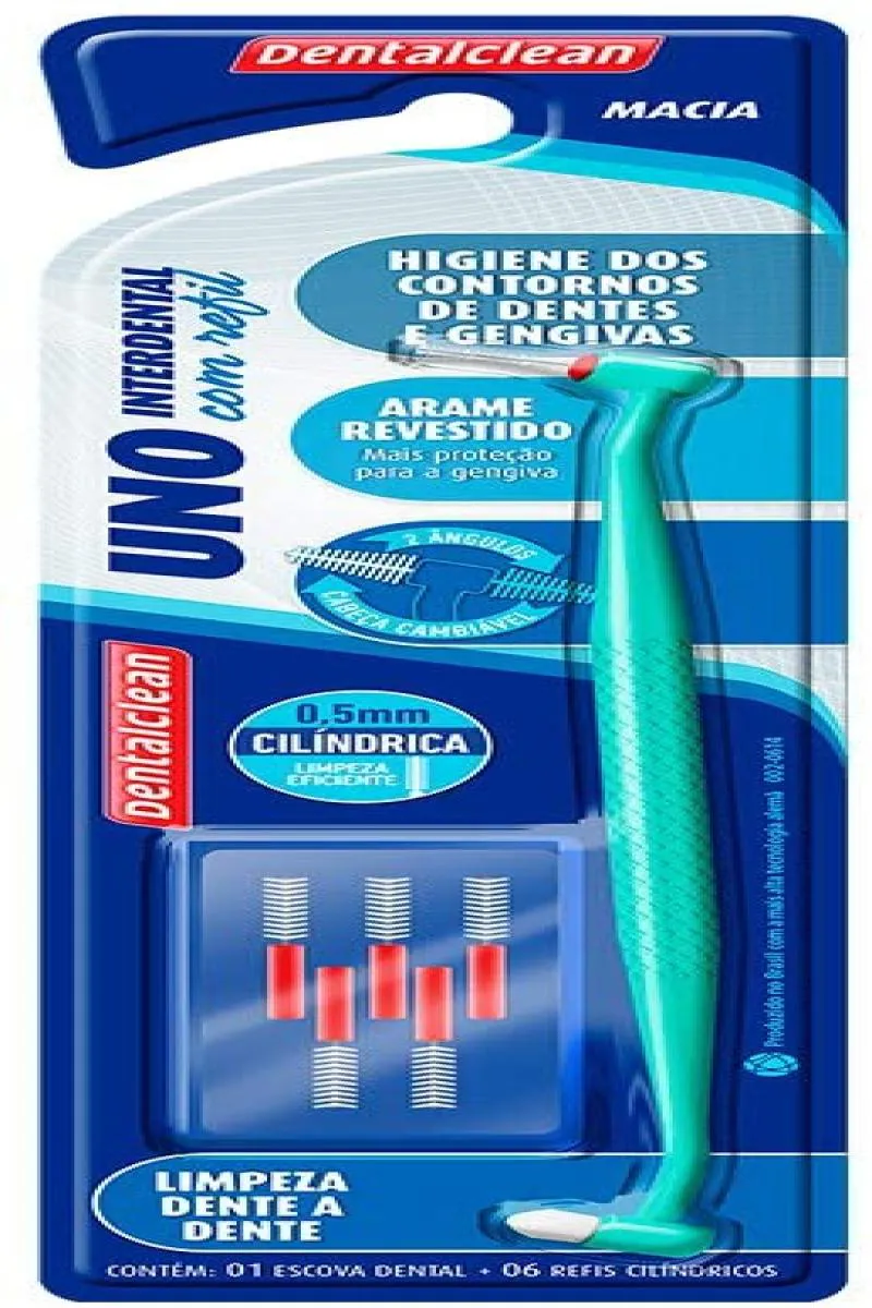 Escova de Dentes Unitufo Uno Dentalclean com Suporte para Interdental Cilíndrica - Grátis Refil 0, 5 Mm 6 unidades