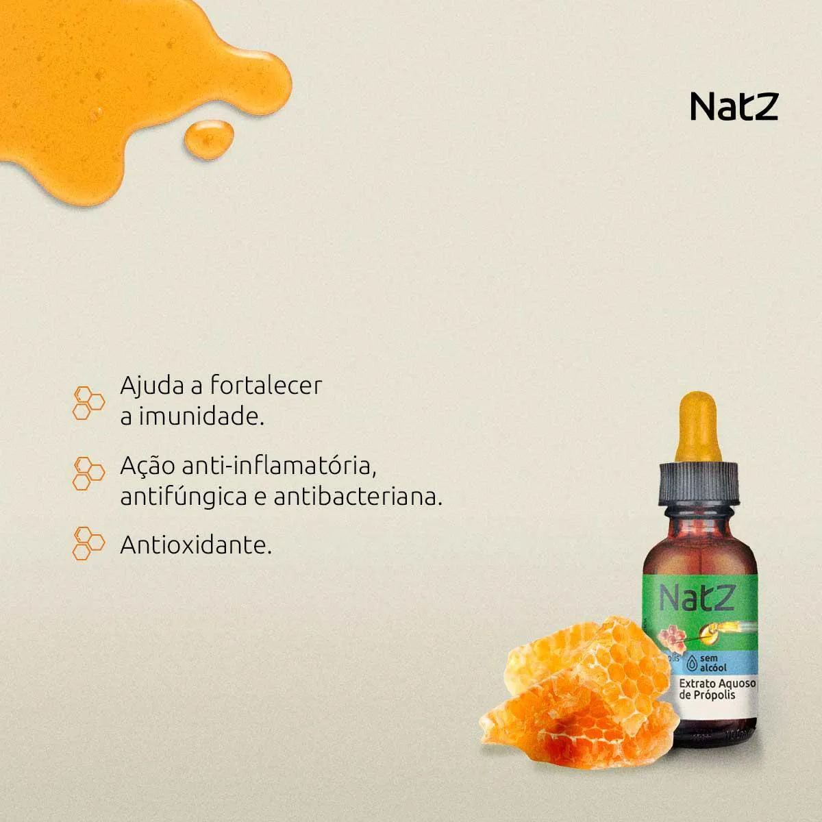 Extrato Aquoso de Própolis Verde Natz Sem Álcool 30ml