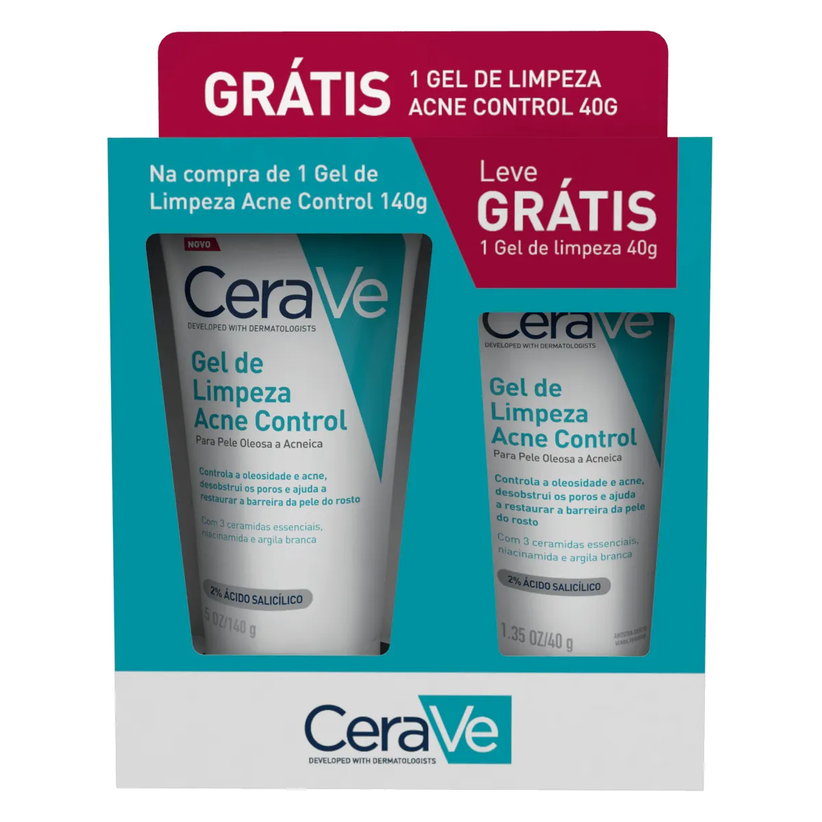 Promo Pack Gel de Limpeza Cerave Acne Control 140g + Grátis 40g