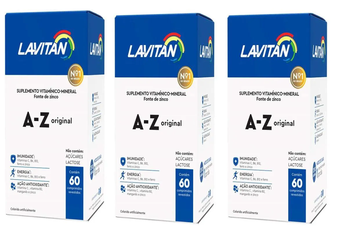 Kit 3 Lavitan A-z Homem 60cps Revestidos - Cimed