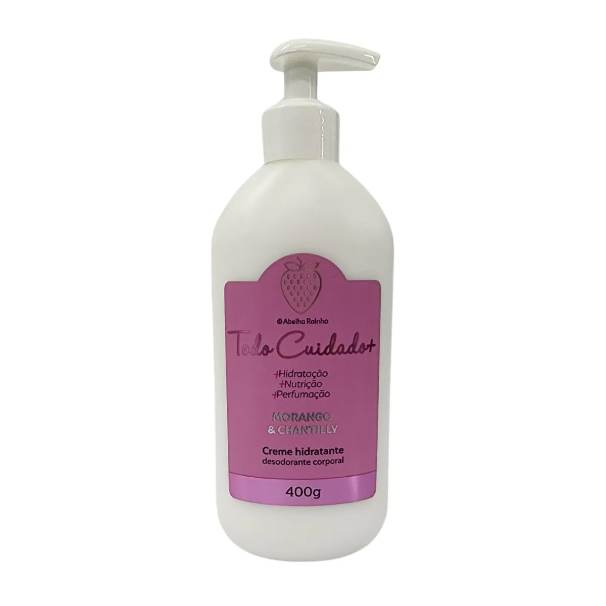 Creme hidratante corporal morango e chantilly todo cuidado mais abelha rainha 400g