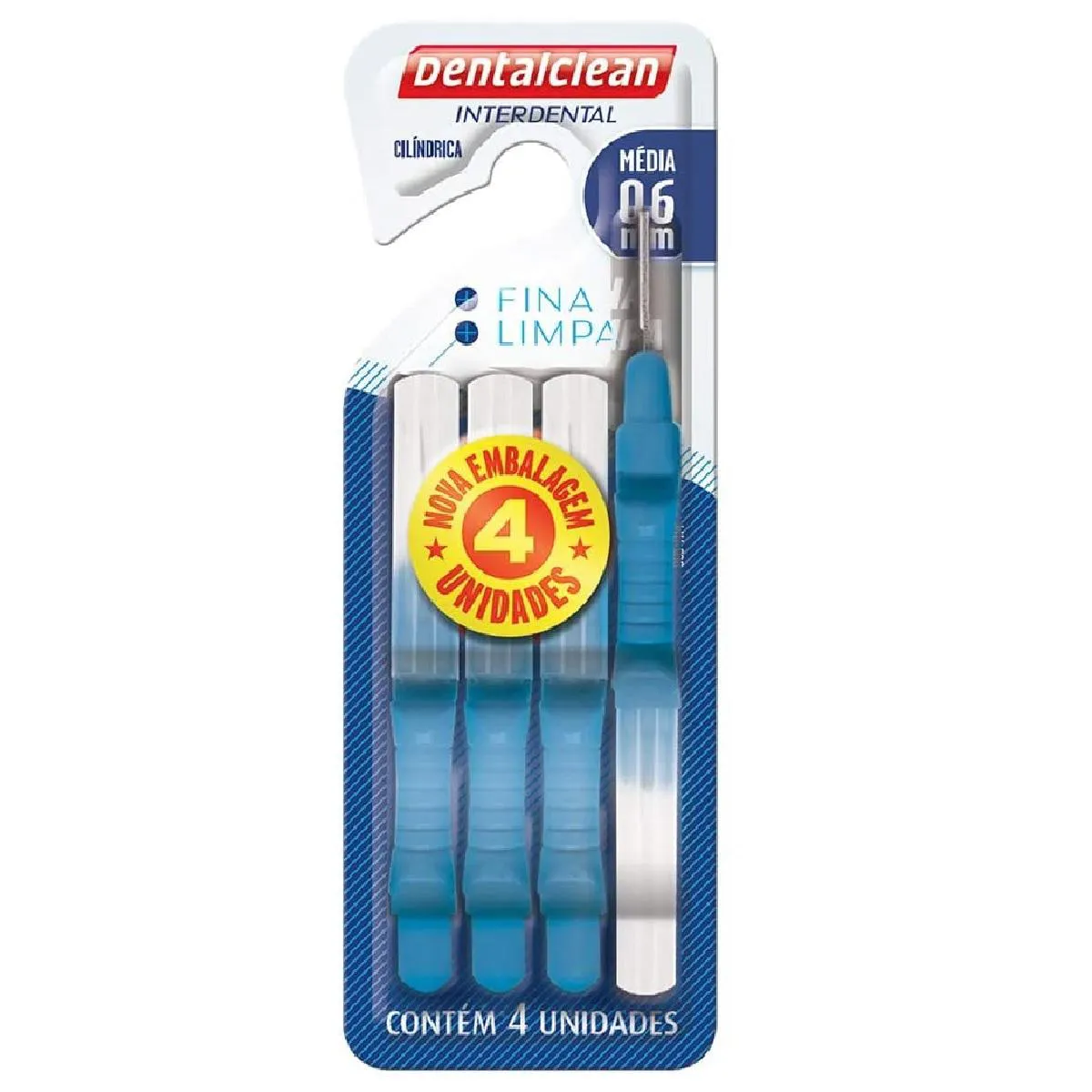 Escova de Dente Interdental Cilíndrica Média 0.6mm Dentalclean 4 unidades