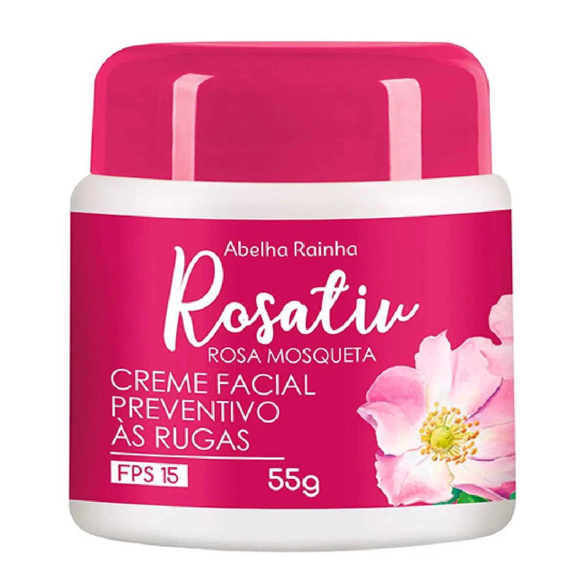 Creme preventivo a rugas com fps 15 com oleo de rosa mosqueta rosativ abelha rainha 55g