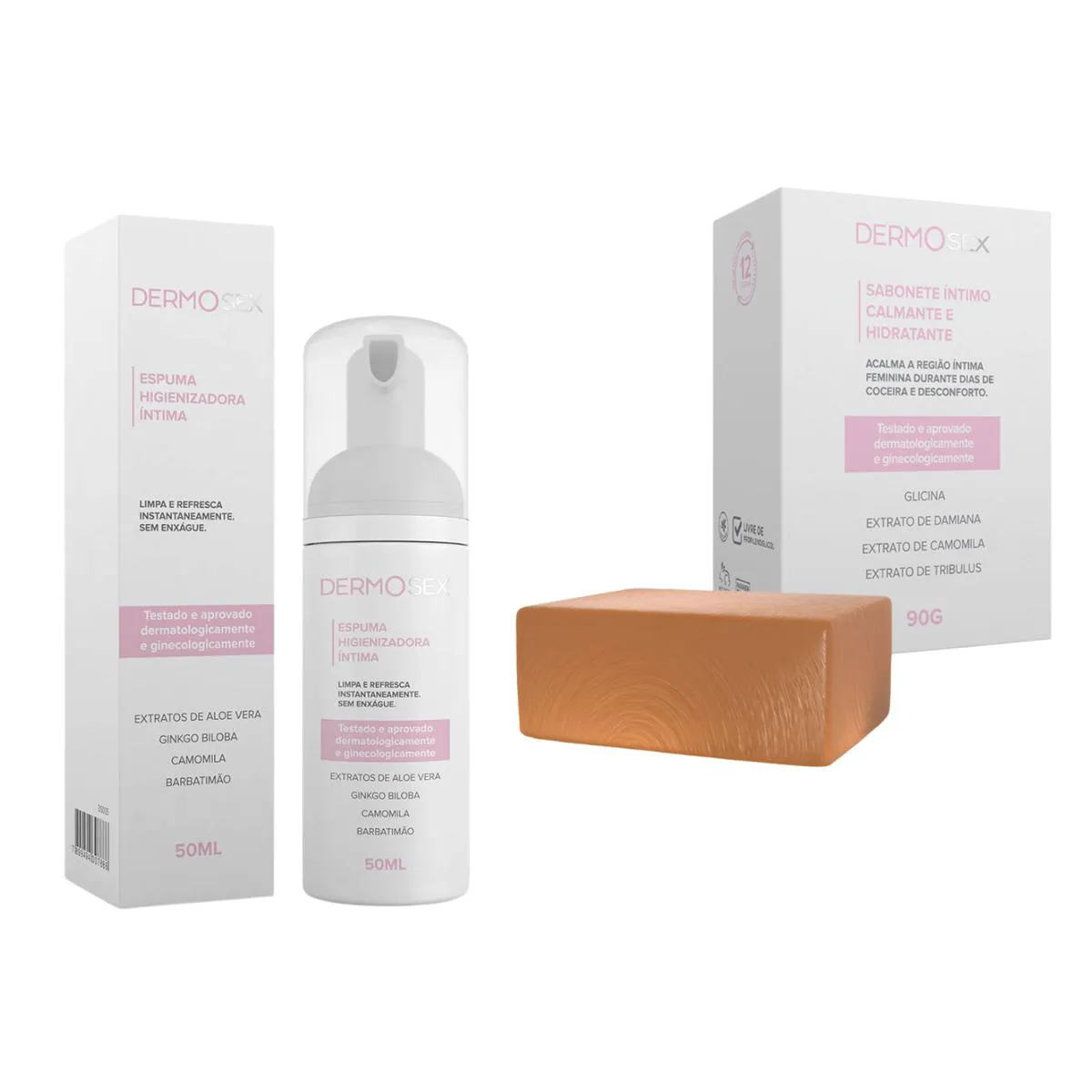 Kit sabonete em barra e espuma intima anti odores e coceiras