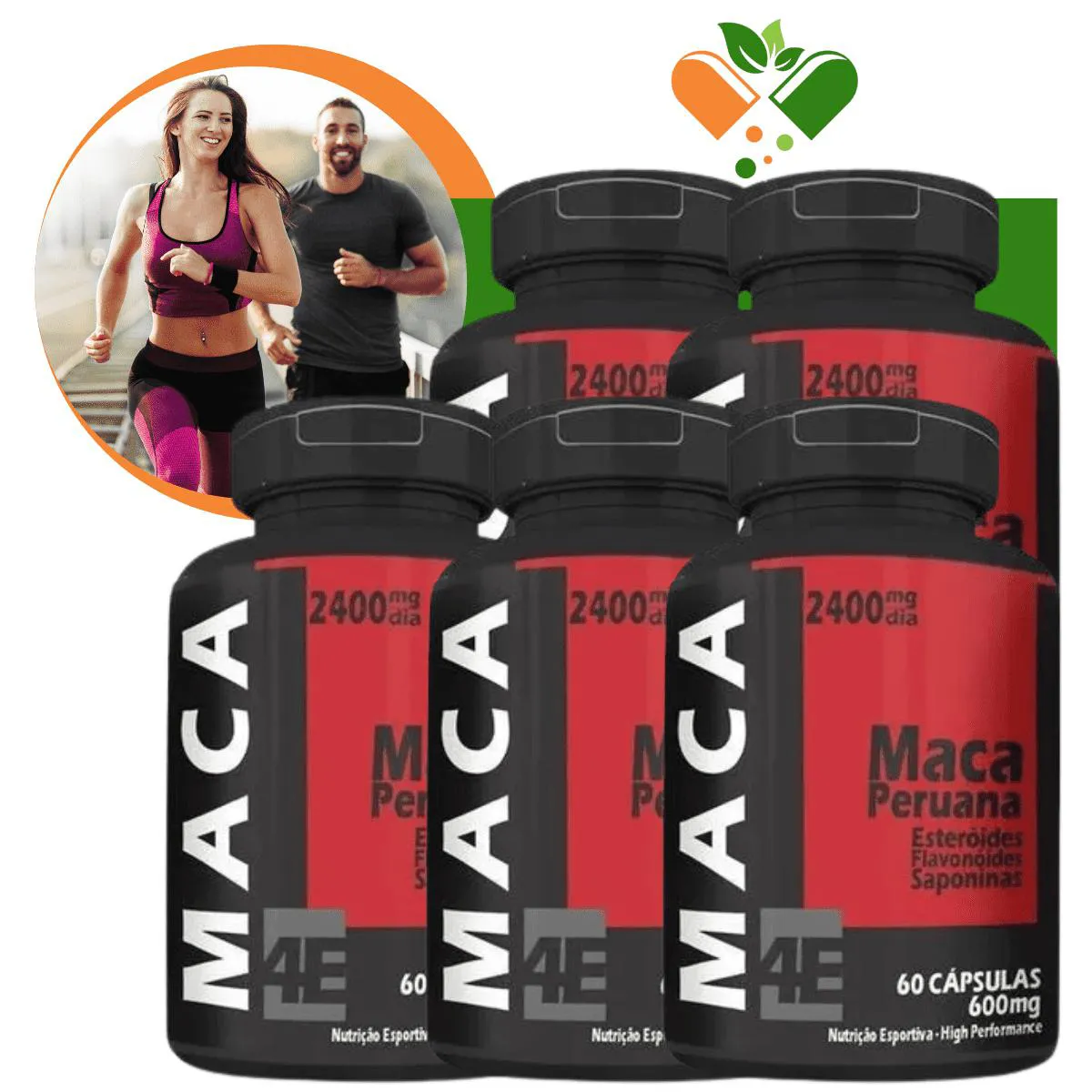 Kit com 5 Potes Maca Peruana 600mg 60 cápsulas