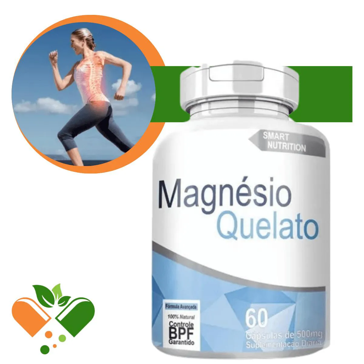 Magnésio Quelato Smart Nutrition 500mg 60 cápsulas