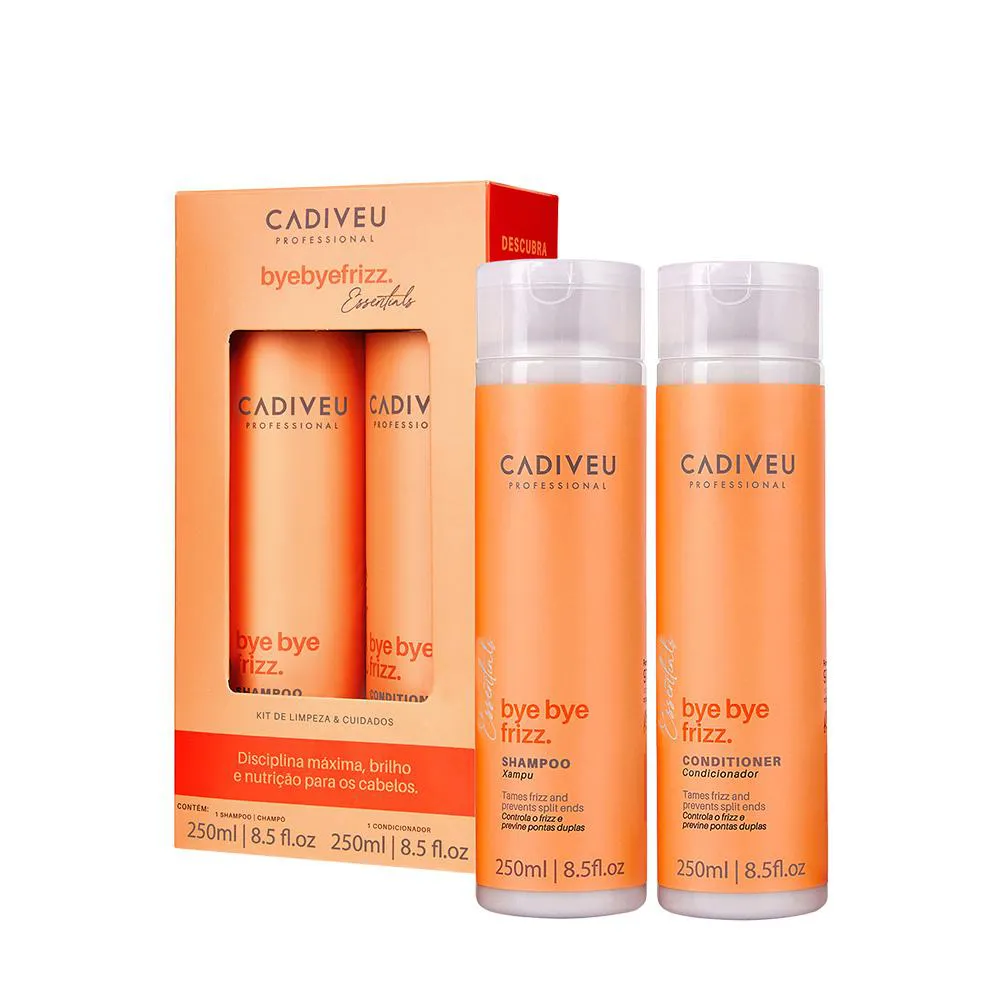 Cadiveu Essentials Bye Bye Frizz Kit de Limpeza Shampoo e Condicionador 250ml (2 Produtos)