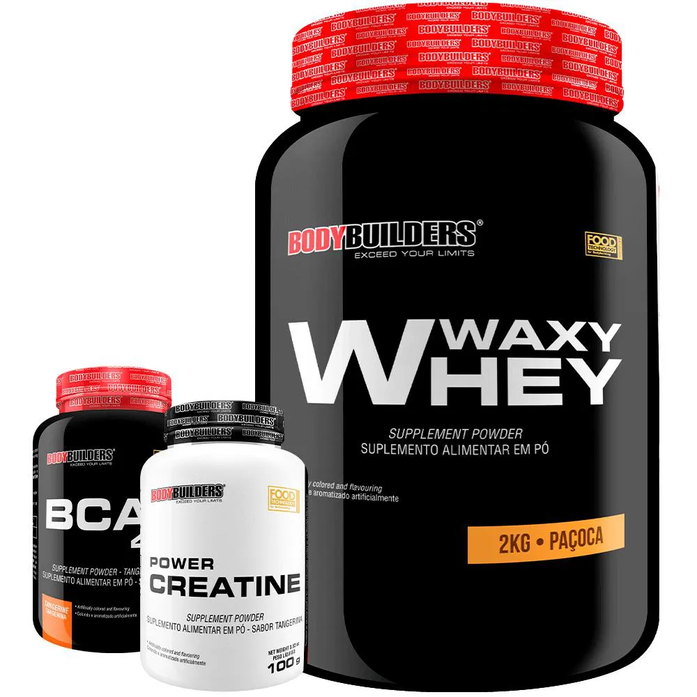 Kit Waxy Whey 2kg + Bcaa 4.5 100g + Power Creatina 100g – Bodybuilders Paçoca