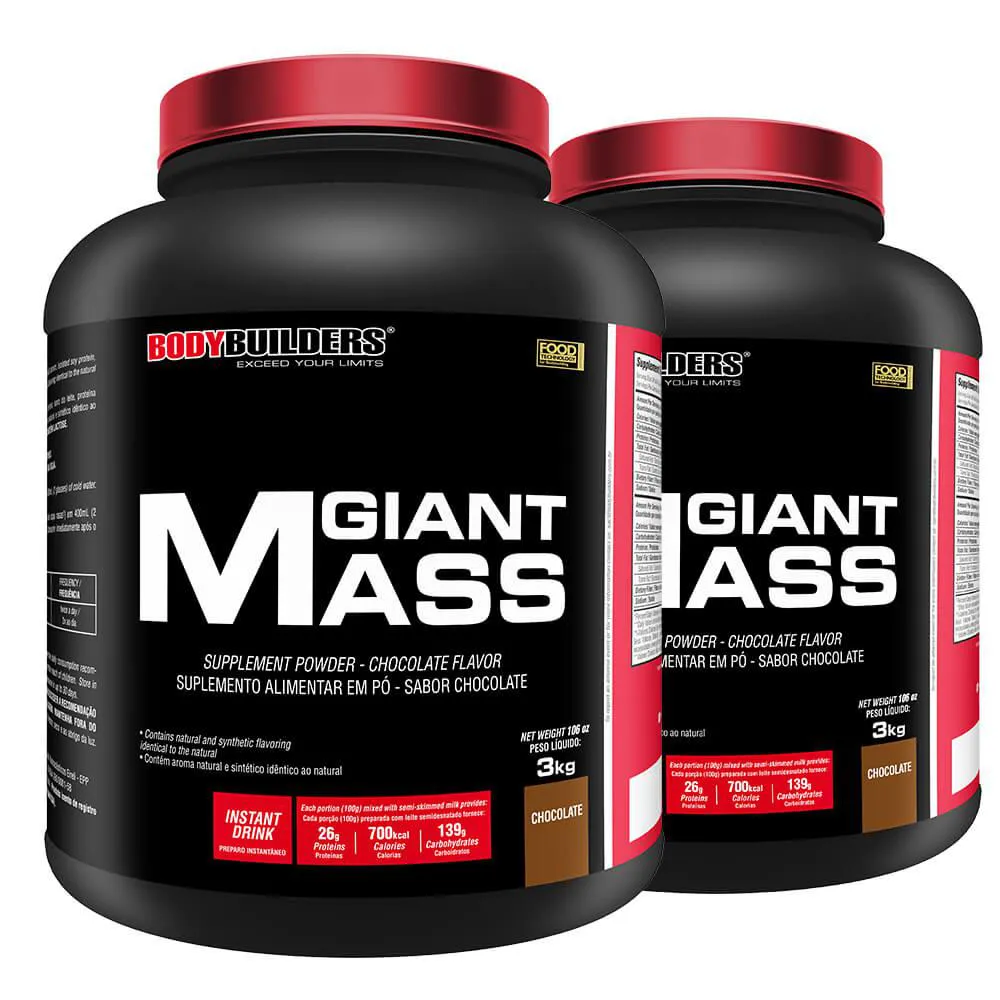 Kit Hipercalórico BodyBuilders Giant Mass Chocolate 3kg 2 unidades