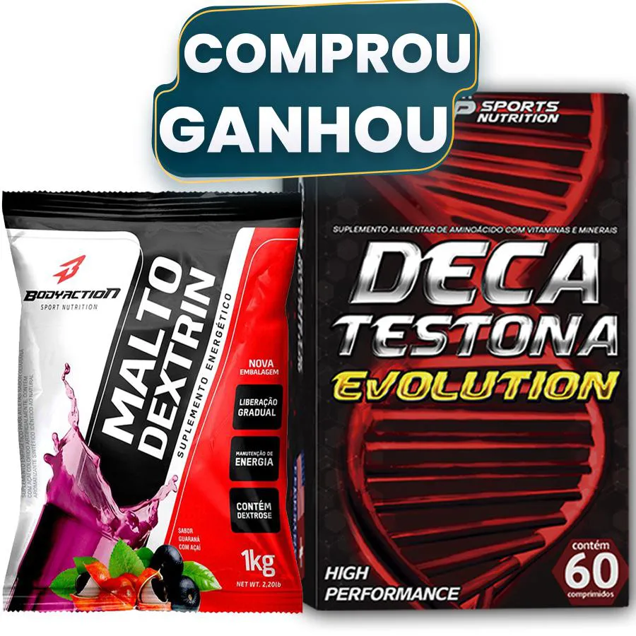 Maltodextrina Mais Energia 1kg + Deca Testona Evolution Morango