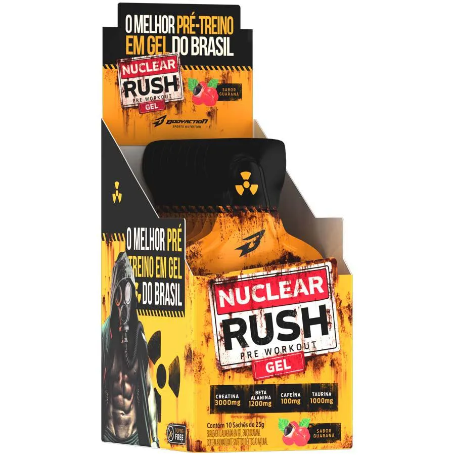 NUCLEAR RUSH PRé TREINO GEL CX 10 SACHES BODYACTION GUARANA