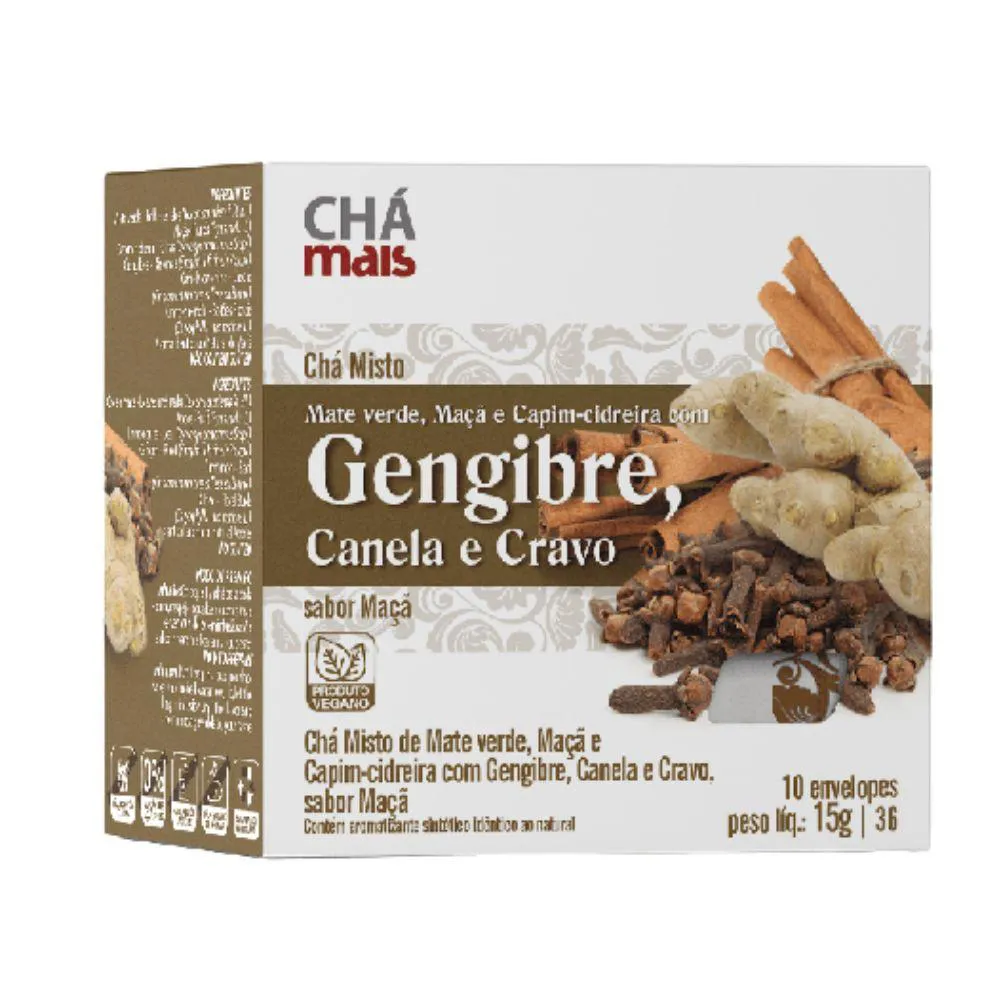 Chá Misto de Gengibre, Cravo e Canela 10 Sachês - Chá Mais