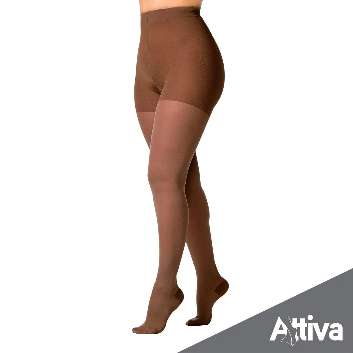 Meia Calca Attiva Alta Compressao 20-30 Fem Fechada Natural Escuro Gg